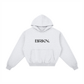Light gray minimalist hoodie with BRKN. logo, heavyweight streetwear essential for everyday wear