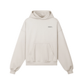 Beige minimalist hoodie with BRKN. logo, heavyweight streetwear essential for everyday wear